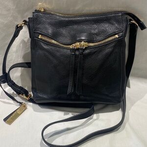 Vince Camuto Black Leather Crossbody with Gold Hardware